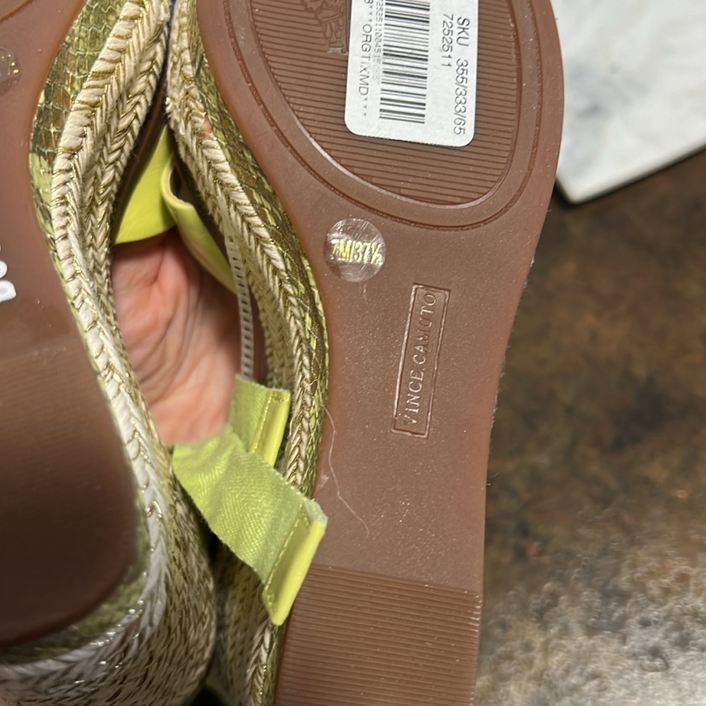 Vince Camuto Farrah platform espadrille green leather Strappy wedge sandal shoe - Picture 8 of 12